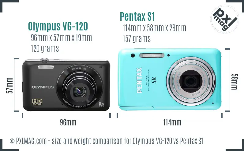 Olympus VG-120 vs Pentax S1 size comparison