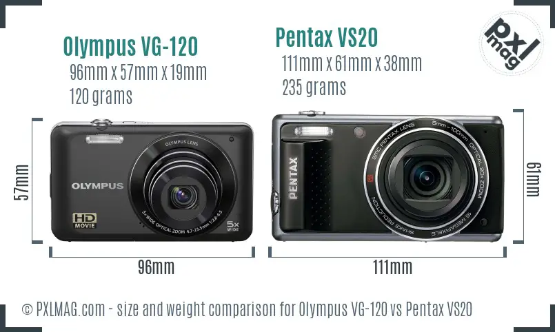 Olympus VG-120 vs Pentax VS20 size comparison