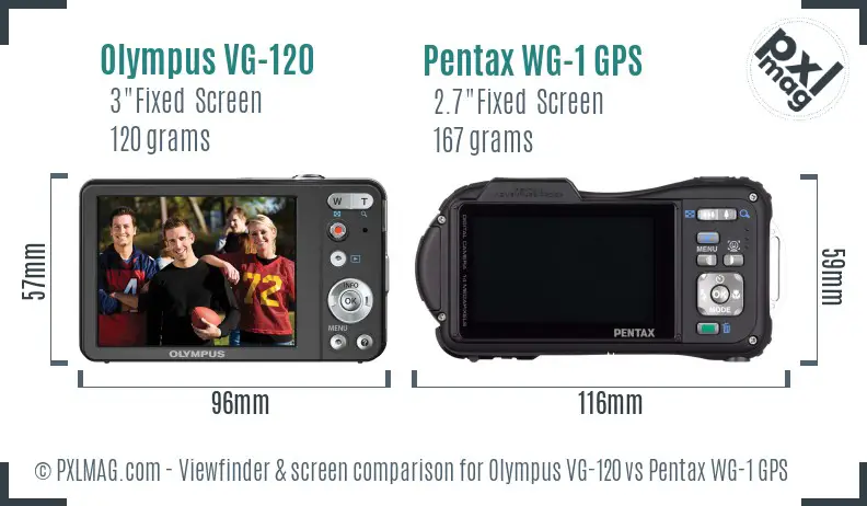 Olympus VG-120 vs Pentax WG-1 GPS Screen and Viewfinder comparison