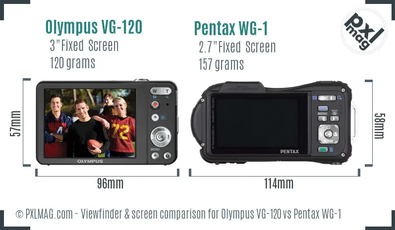 Olympus VG-120 vs Pentax WG-1 Screen and Viewfinder comparison