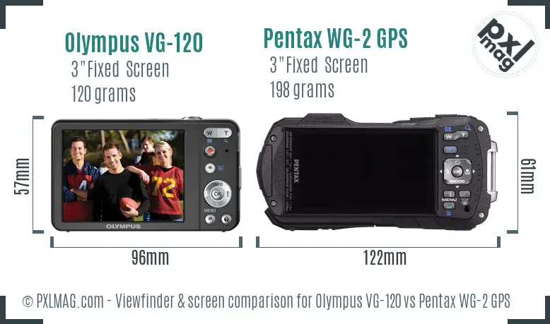 Olympus VG-120 vs Pentax WG-2 GPS Screen and Viewfinder comparison