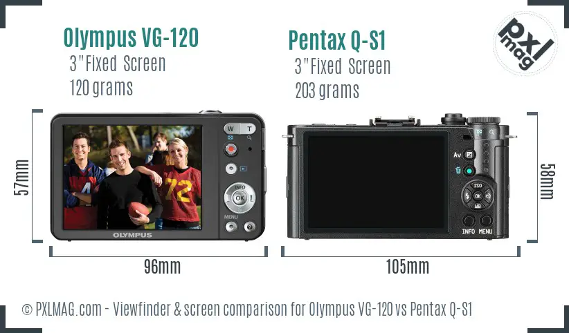 Olympus VG-120 vs Pentax Q-S1 Screen and Viewfinder comparison