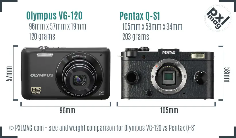 Olympus VG-120 vs Pentax Q-S1 size comparison