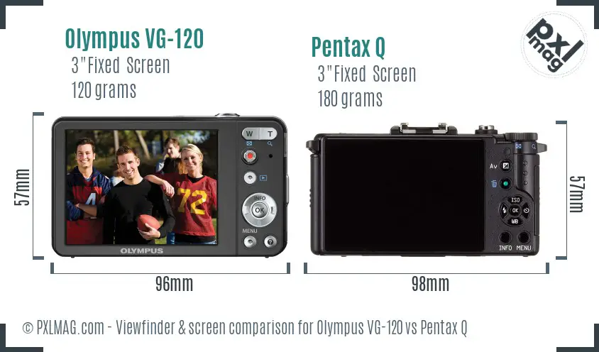Olympus VG-120 vs Pentax Q Screen and Viewfinder comparison
