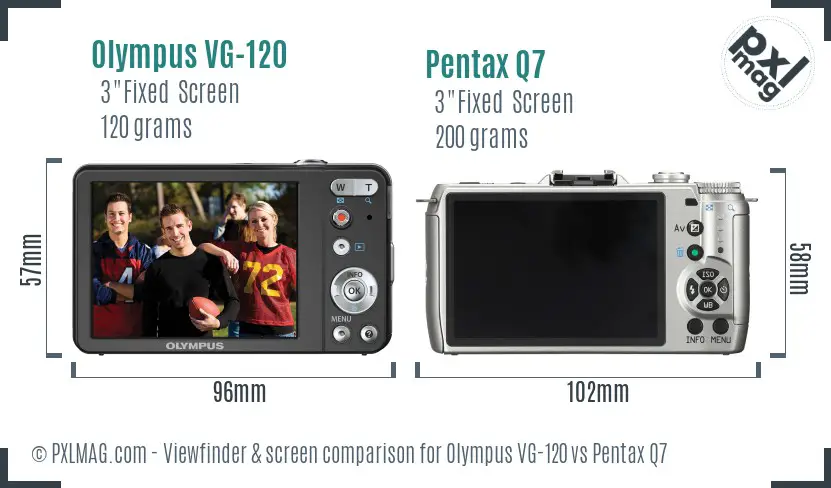 Olympus VG-120 vs Pentax Q7 Screen and Viewfinder comparison
