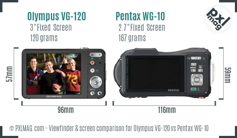 Olympus VG-120 vs Pentax WG-10 Screen and Viewfinder comparison Olympus VG-120 vs Pentax WG-10 Screen and Viewfinder comparison