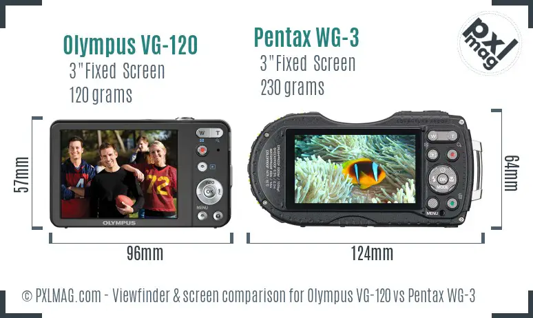 Olympus VG-120 vs Pentax WG-3 Screen and Viewfinder comparison Olympus VG-120 vs Pentax WG-3 Screen and Viewfinder comparison