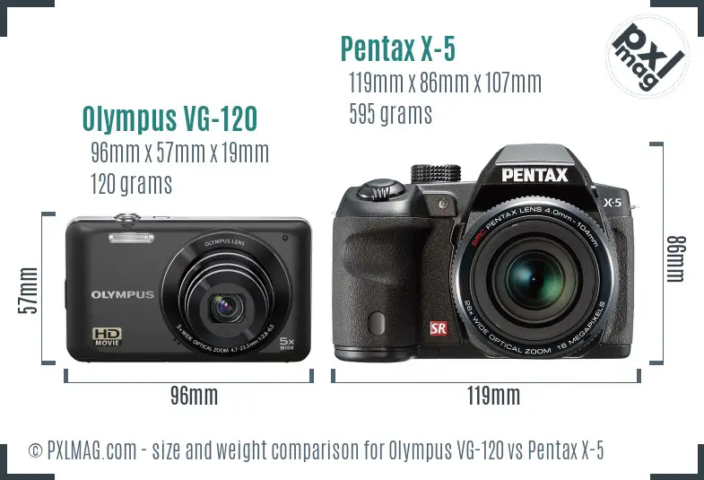 Olympus VG-120 vs Pentax X-5 size comparison