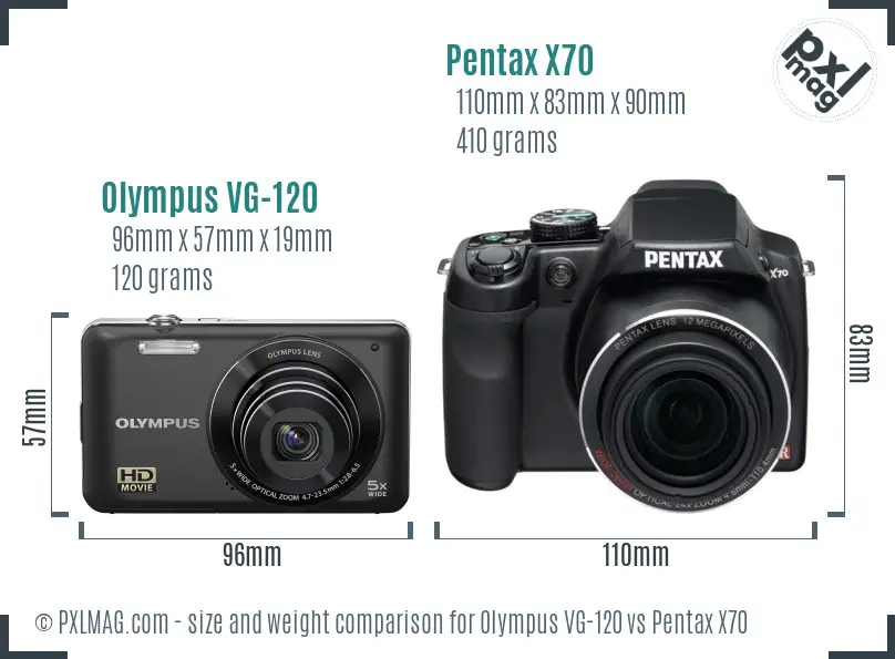 Olympus VG-120 vs Pentax X70 size comparison Olympus VG-120 vs Pentax X70 size comparison