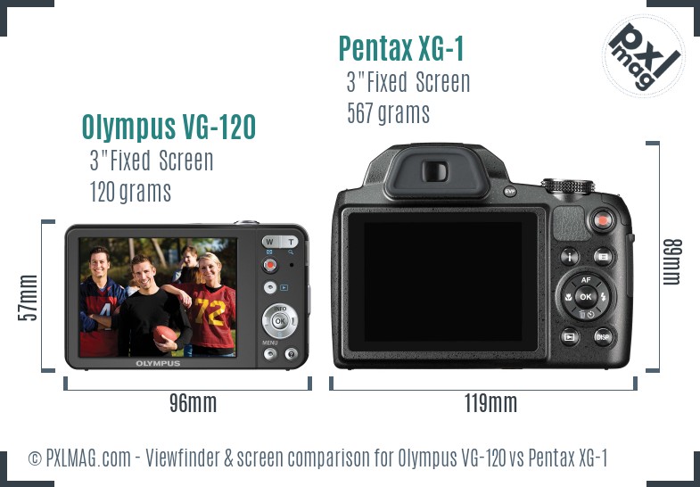 Olympus VG-120 vs Pentax XG-1 Screen and Viewfinder comparison