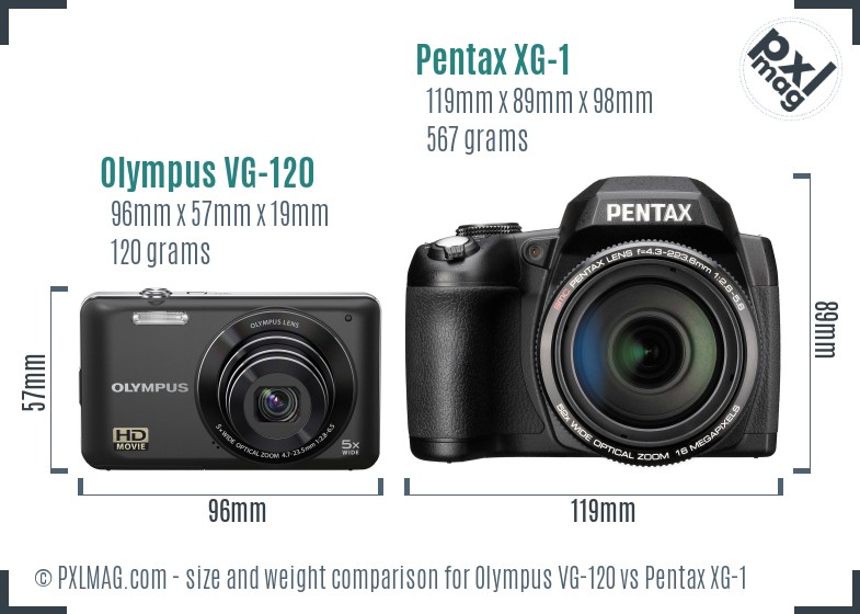 Olympus VG-120 vs Pentax XG-1 size comparison