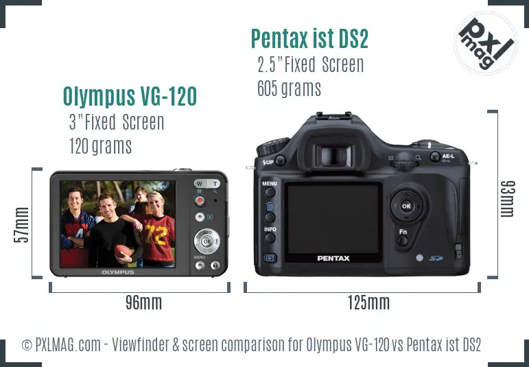 Olympus VG-120 vs Pentax ist DS2 Screen and Viewfinder comparison