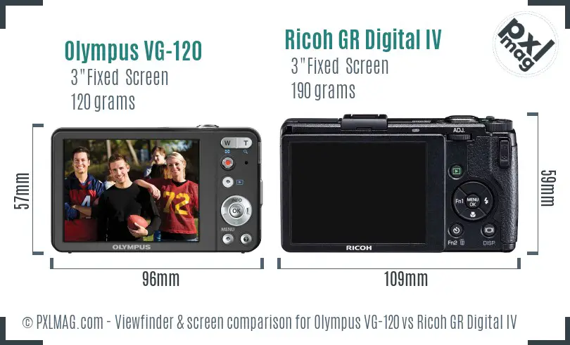 Olympus VG-120 vs Ricoh GR Digital IV Screen and Viewfinder comparison Olympus VG-120 vs Ricoh GR Digital IV Screen and Viewfinder comparison