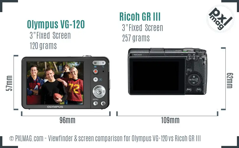 Olympus VG-120 vs Ricoh GR III Screen and Viewfinder comparison Olympus VG-120 vs Ricoh GR III Screen and Viewfinder comparison