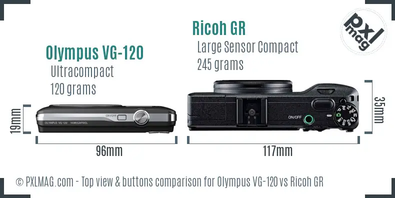 Olympus VG-120 vs Ricoh GR top view buttons comparison