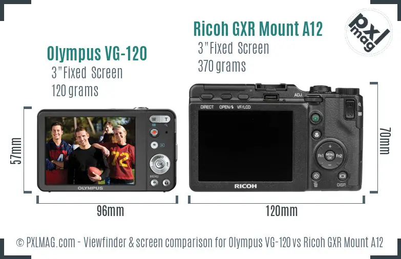 Olympus VG-120 vs Ricoh GXR Mount A12 Screen and Viewfinder comparison Olympus VG-120 vs Ricoh GXR Mount A12 Screen and Viewfinder comparison