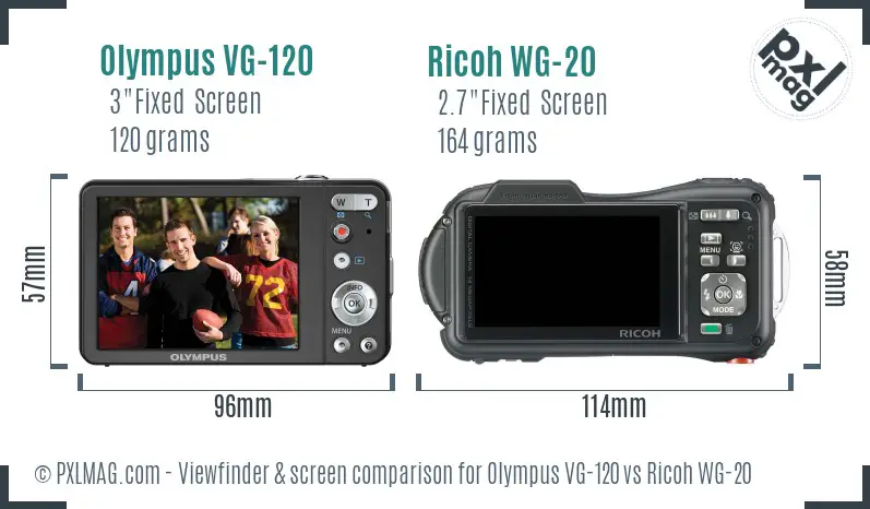 Olympus VG-120 vs Ricoh WG-20 Screen and Viewfinder comparison