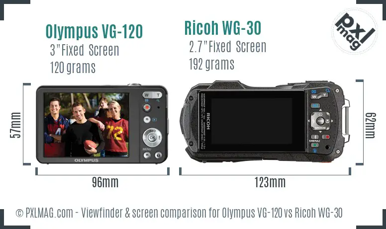 Olympus VG-120 vs Ricoh WG-30 Screen and Viewfinder comparison