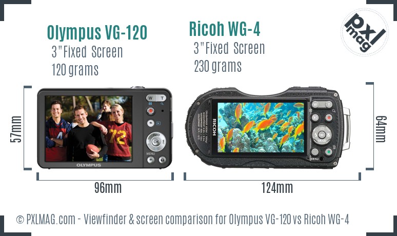 Olympus VG-120 vs Ricoh WG-4 Screen and Viewfinder comparison