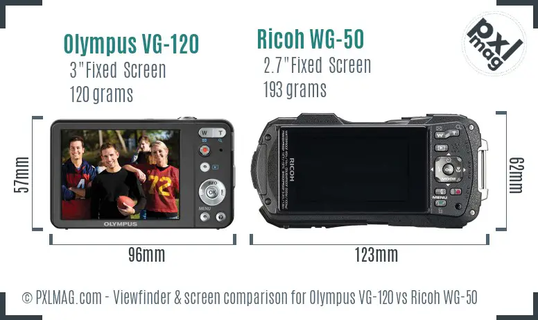 Olympus VG-120 vs Ricoh WG-50 Screen and Viewfinder comparison Olympus VG-120 vs Ricoh WG-50 Screen and Viewfinder comparison