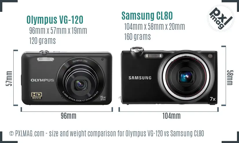 Olympus VG-120 vs Samsung CL80 size comparison