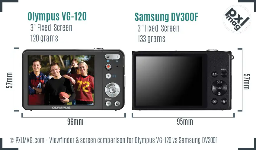 Olympus VG-120 vs Samsung DV300F Screen and Viewfinder comparison