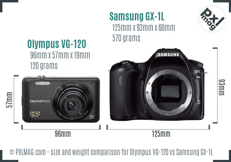 Olympus VG-120 vs Samsung GX-1L size comparison