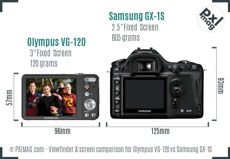 Olympus VG-120 vs Samsung GX-1S Screen and Viewfinder comparison