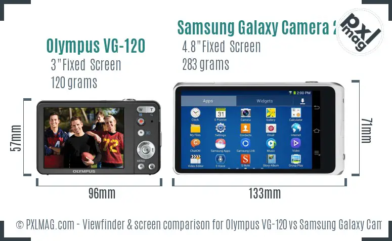 Olympus VG-120 vs Samsung Galaxy Camera 2 Screen and Viewfinder comparison