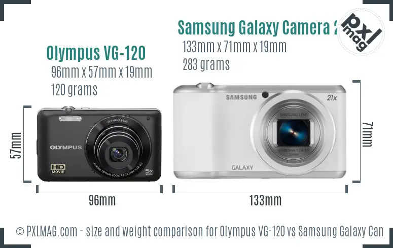 Olympus VG-120 vs Samsung Galaxy Camera 2 size comparison