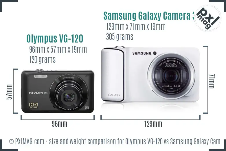 Olympus VG-120 vs Samsung Galaxy Camera 3G size comparison
