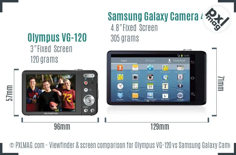 Olympus VG-120 vs Samsung Galaxy Camera 4G Screen and Viewfinder comparison