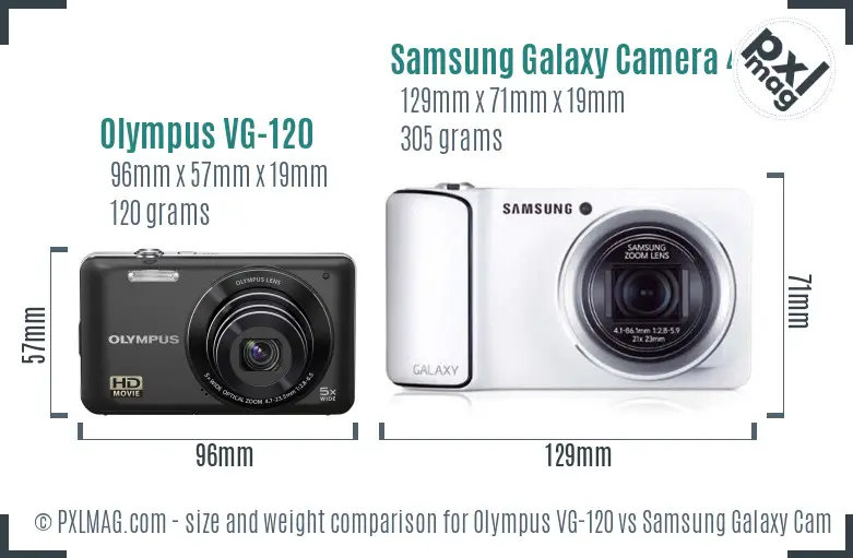 Olympus VG-120 vs Samsung Galaxy Camera 4G size comparison