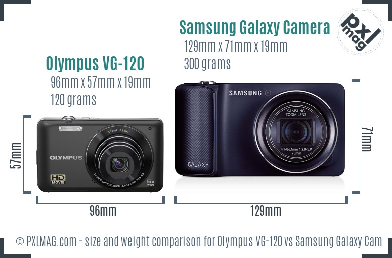 Olympus VG-120 vs Samsung Galaxy Camera size comparison
