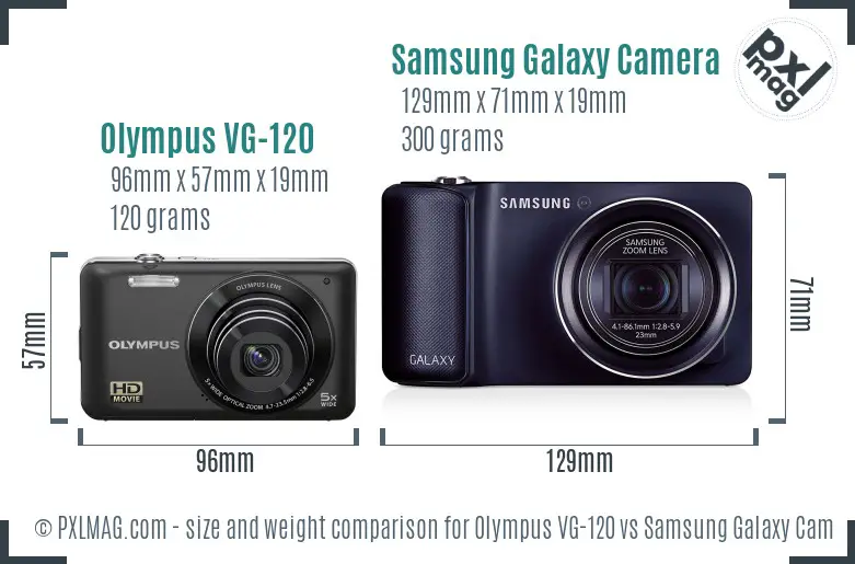 Olympus VG-120 vs Samsung Galaxy Camera size comparison Olympus VG-120 vs Samsung Galaxy Camera size comparison