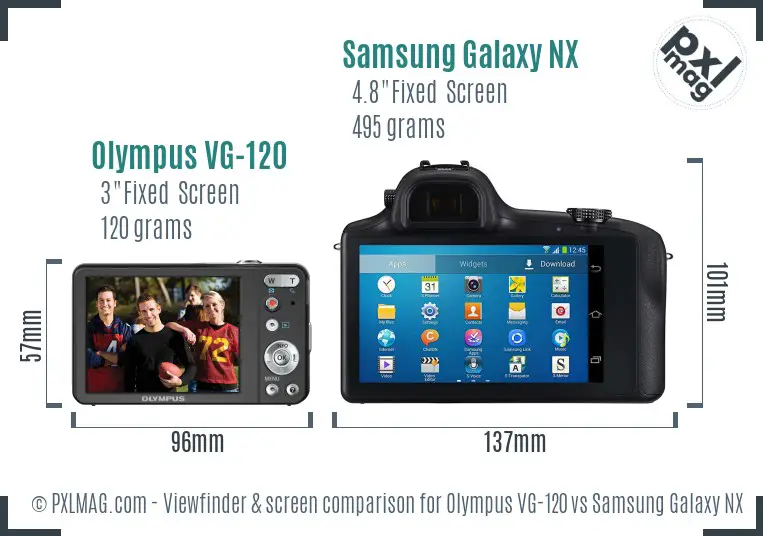 Olympus VG-120 vs Samsung Galaxy NX Screen and Viewfinder comparison