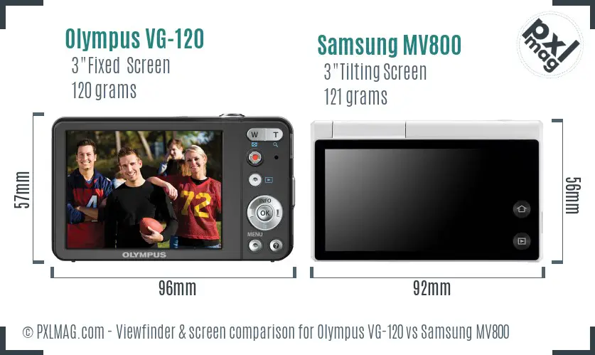 Olympus VG-120 vs Samsung MV800 Screen and Viewfinder comparison Olympus VG-120 vs Samsung MV800 Screen and Viewfinder comparison