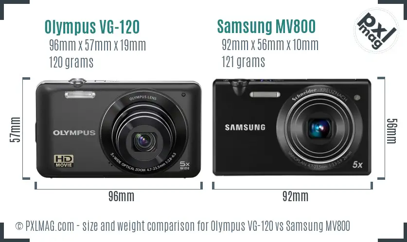 Olympus VG-120 vs Samsung MV800 size comparison Olympus VG-120 vs Samsung MV800 size comparison
