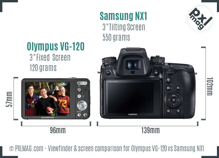 Olympus VG-120 vs Samsung NX1 Screen and Viewfinder comparison