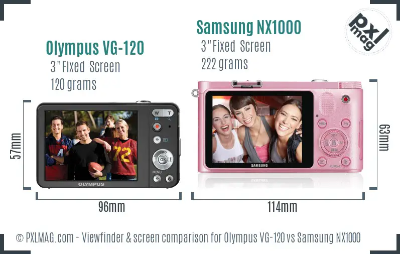Olympus VG-120 vs Samsung NX1000 Screen and Viewfinder comparison