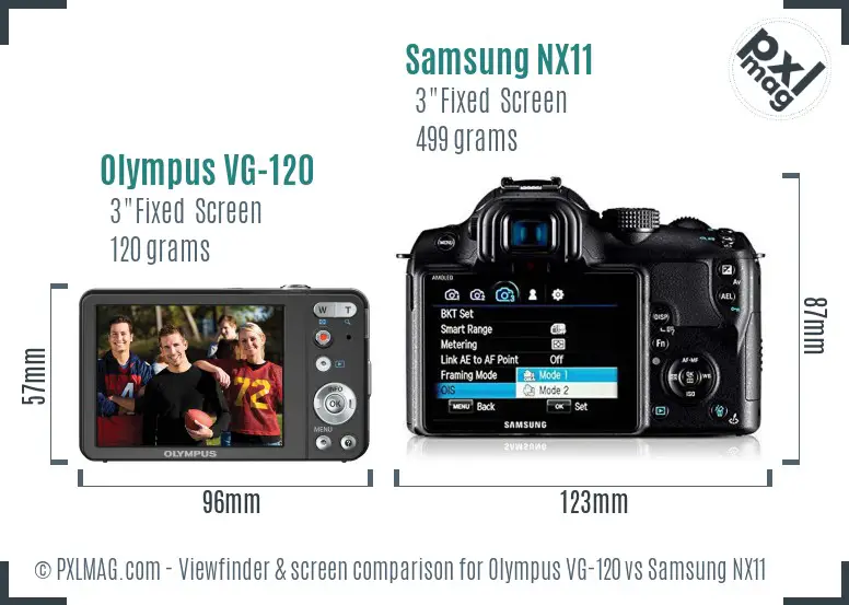 Olympus VG-120 vs Samsung NX11 Screen and Viewfinder comparison Olympus VG-120 vs Samsung NX11 Screen and Viewfinder comparison
