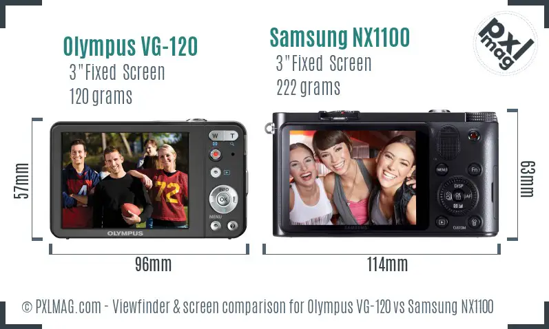 Olympus VG-120 vs Samsung NX1100 Screen and Viewfinder comparison