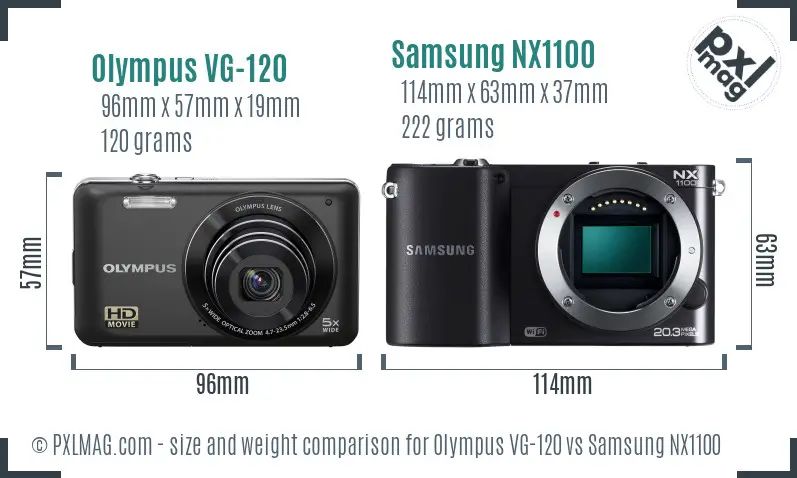 Olympus VG-120 vs Samsung NX1100 size comparison