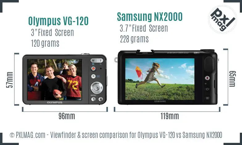 Olympus VG-120 vs Samsung NX2000 Screen and Viewfinder comparison