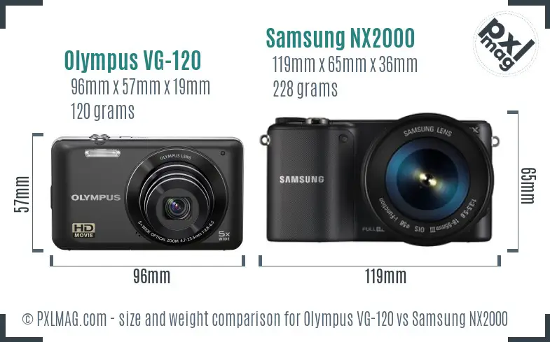 Olympus VG-120 vs Samsung NX2000 size comparison