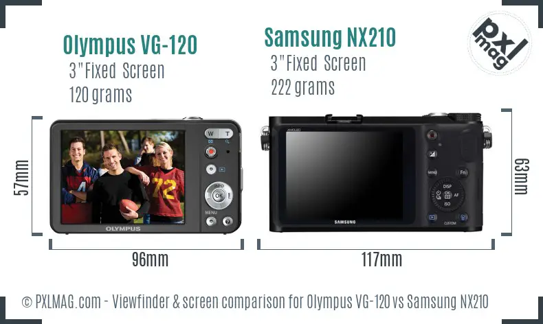 Olympus VG-120 vs Samsung NX210 Screen and Viewfinder comparison