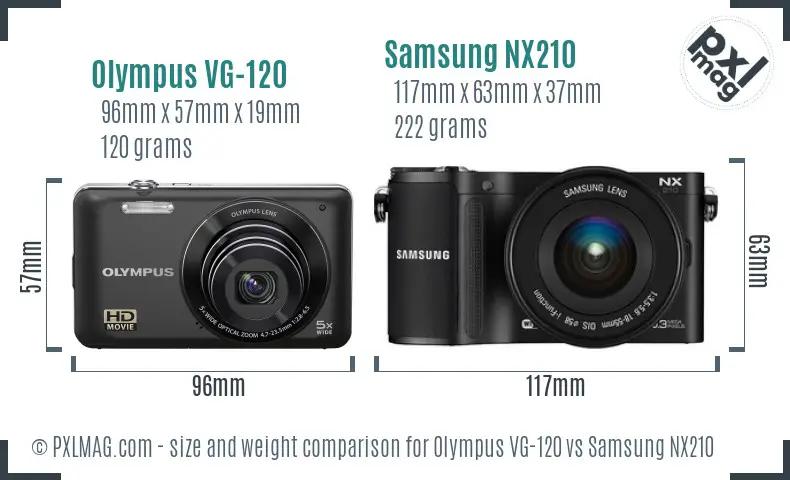 Olympus VG-120 vs Samsung NX210 size comparison