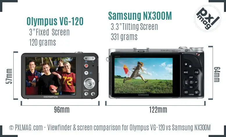 Olympus VG-120 vs Samsung NX300M Screen and Viewfinder comparison