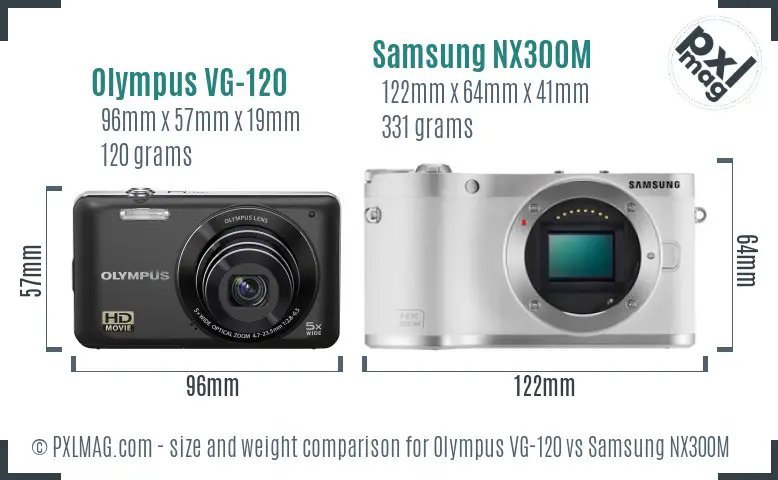 Olympus VG-120 vs Samsung NX300M size comparison