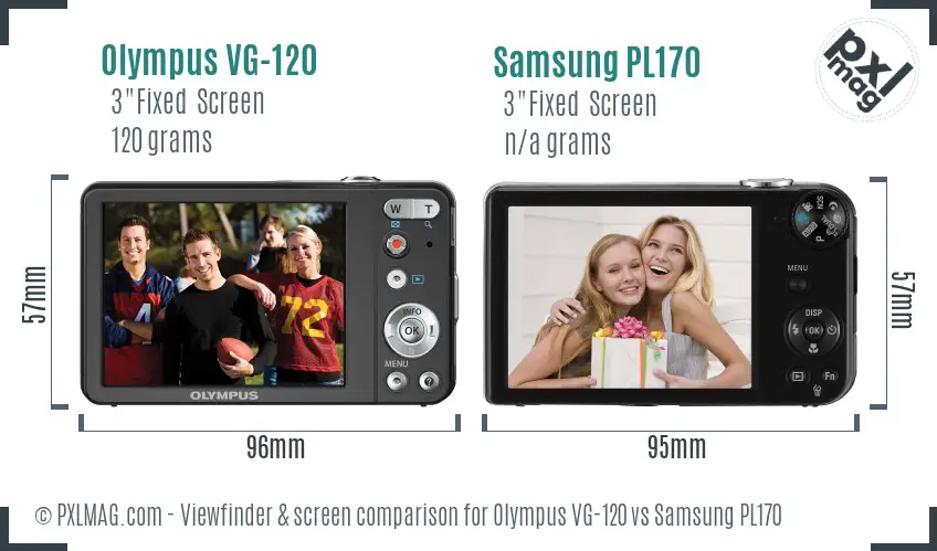 Olympus VG-120 vs Samsung PL170 Screen and Viewfinder comparison